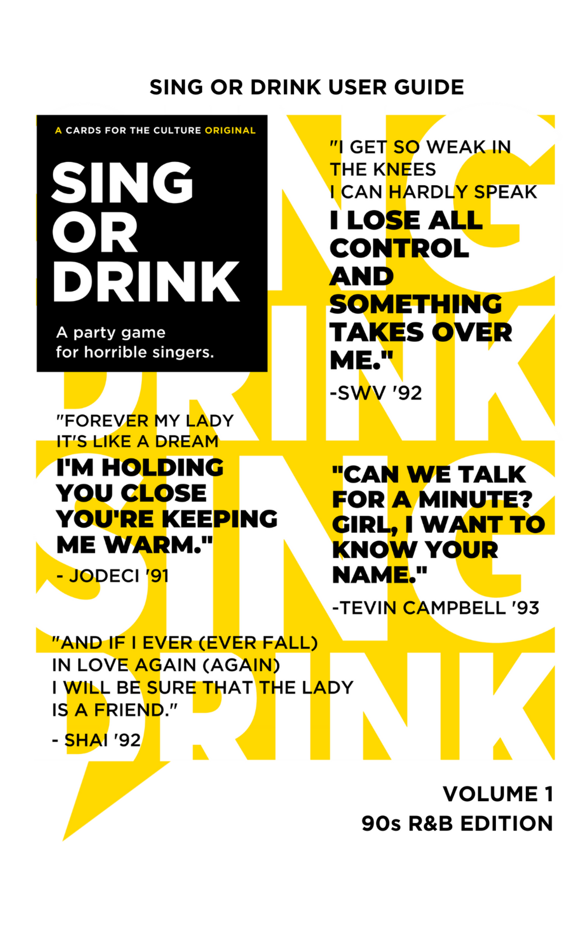 SING OR DRINK™ - VOLUME 1: 90s R&B EDITION – Sing or Drink™
